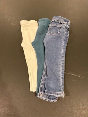 Girls 3-Pack Bottoms Set - mint green, Teal, Light Blue Denim